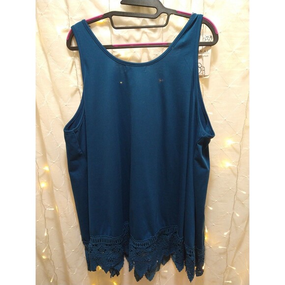 XIAOMAAMJI X.M.A.J WOMENS 4X TURQUOISE NEW TANK TOP CROCHET LACE BOHO SCOOP NECK - Picture 4 of 10